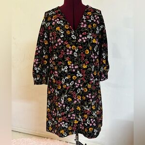 Floral long sleeve shift dress